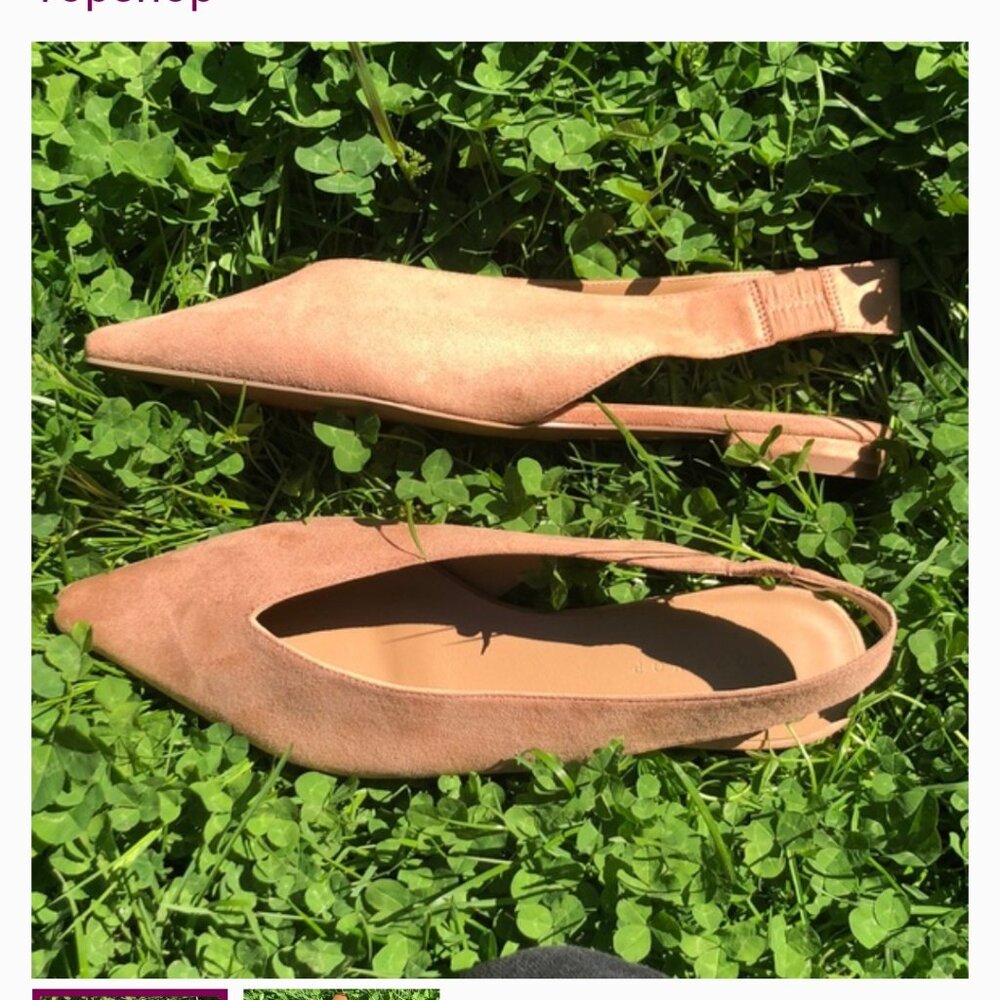 Topshop Tan Brown Sling back Faux suede Flats - Sz 8 -  NWOT